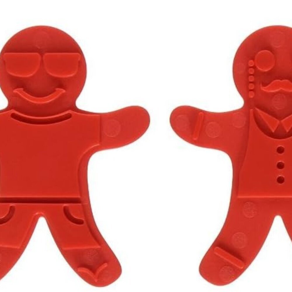 Gingerbread Boys Templates Reverse, Dishwasher Safe, Set of 6 Cookie Stamps with
